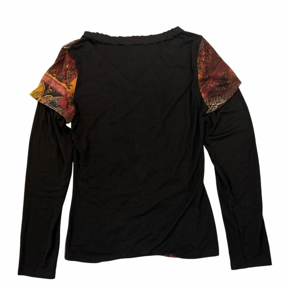Vintage Alberto Makali black blouse with multicolored abstract graphic print - Picture 2 of 3